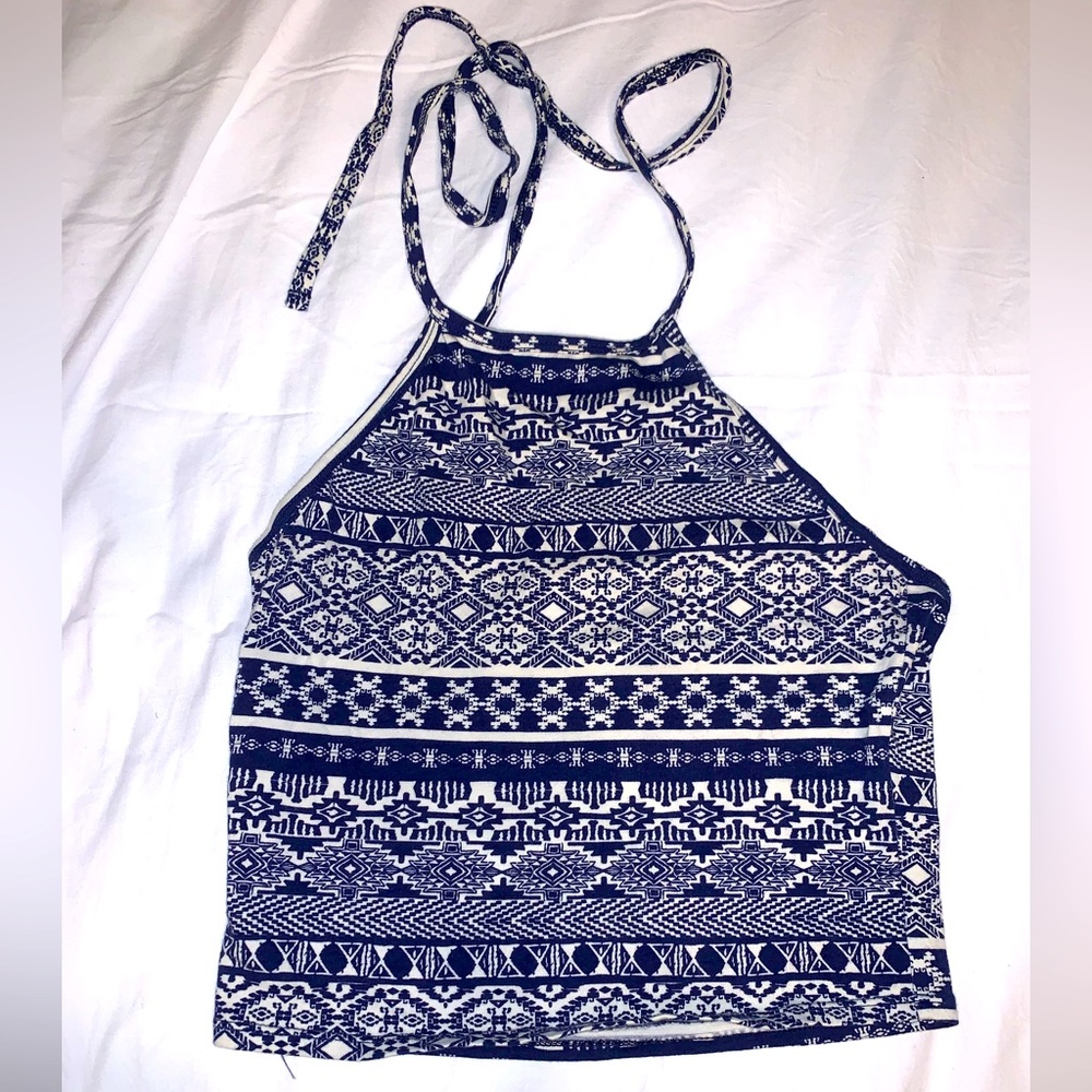 Blue Halter Crop Top